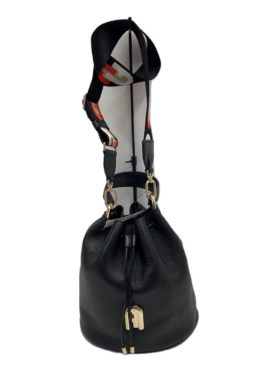 【中古】FURLA◆ショルダーバッグ/レザー/BLK【バッグ】