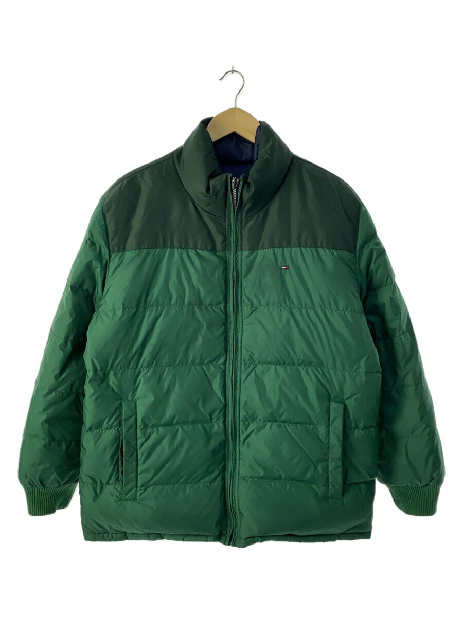 【中古】TOMMY HILFIGER◆ダウンジャケット/XL/ナイロン/GRN/無地/C887889861【メンズウェア】