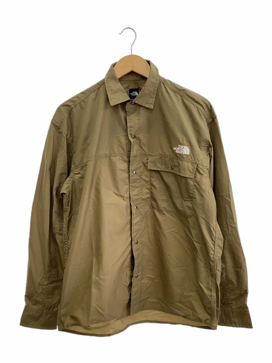 【中古】THE NORTH FACE◆L/S NUPTSE SHIRT_ロングスリーブヌプシシャツ/M/ナイロン/BEG【メンズウェア】