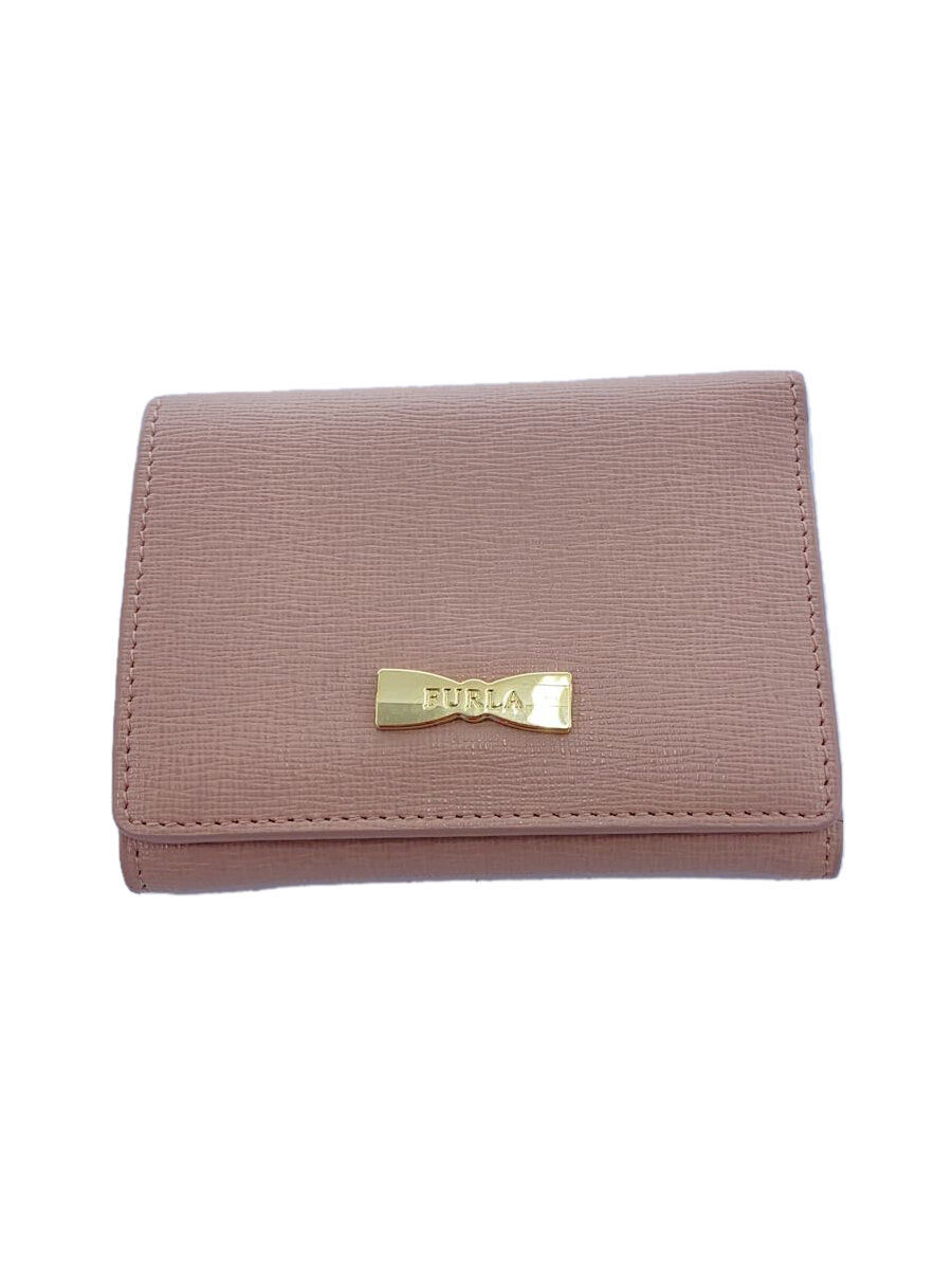 【中古】FURLA◆3つ折り財布/レザー/ピンク/レディース【服飾雑貨他】