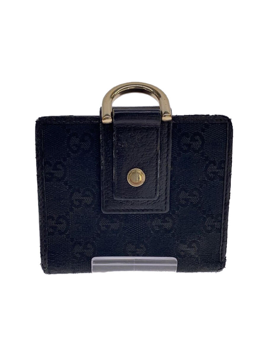 【中古】GUCCI◆2つ折り財布/キャンバス/BLK/総柄/メン