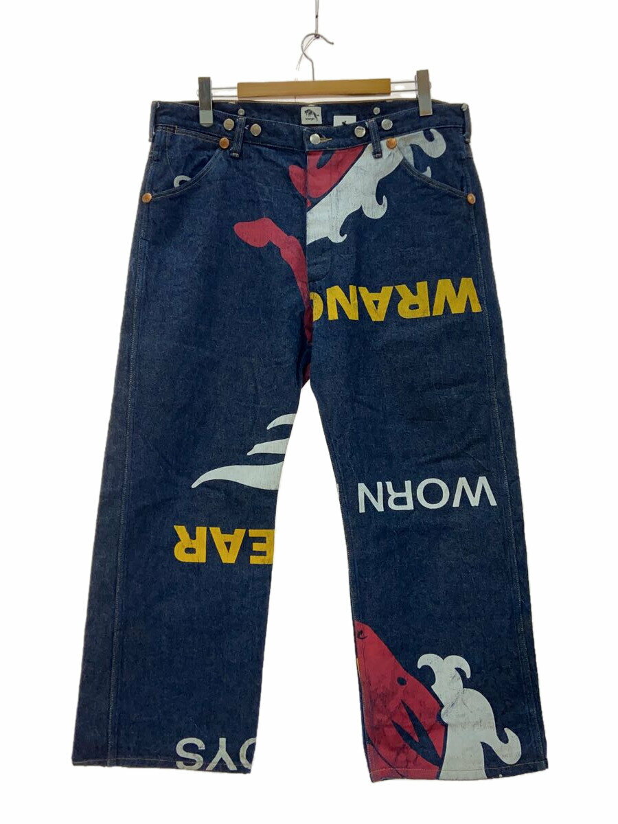 【中古】WRANGLER◆75th Special Item/デニムバナーパンツ/NVY/プリント/WM7502-889【メンズウェア】