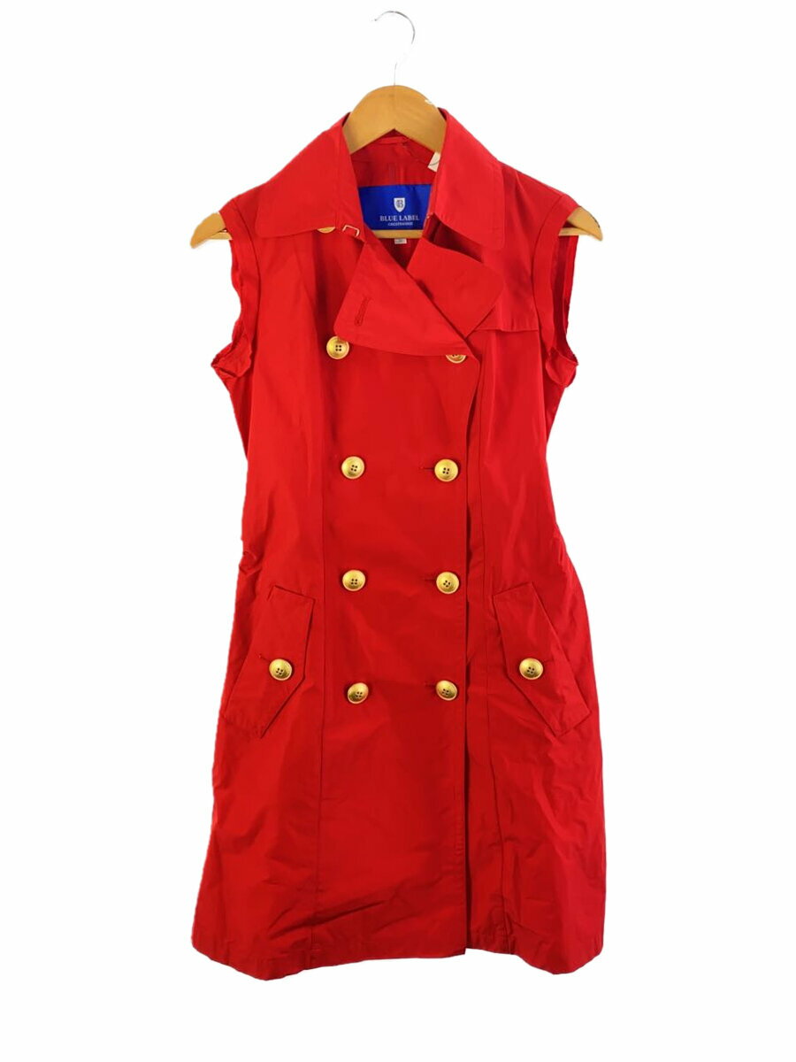 【中古】BLUE LABEL CRESTBRIDGE◆ベスト/コート/36/ポリエステル/RED【レディースウェア】
