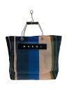 【中古】MARNI◆フラワーカフェストライプトートバッグ/ナイロン/マルチカラー/底部分汚れ有【バッグ】(4)