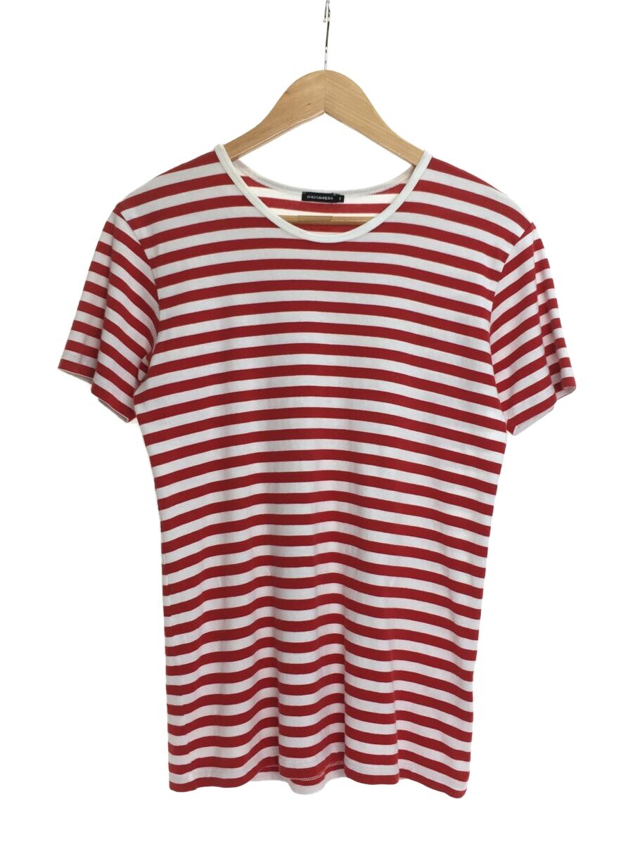 【中古】marimekko◆Tシャツ/XS/コットン/RED/ボーダー【レディースウェア】