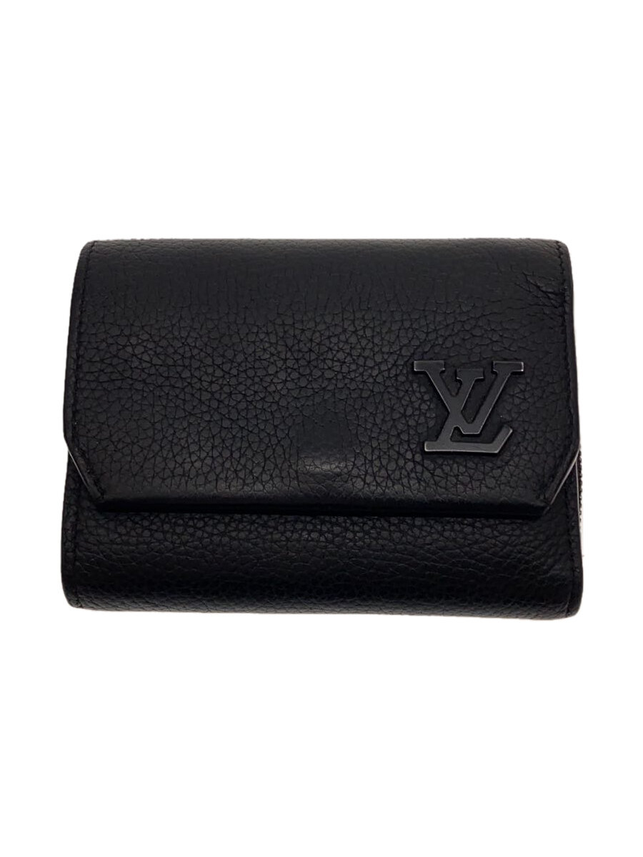 【中古】LOUIS VUITTON◆ポルト・フォイユ・パイロット_LVアエログラム/レザー/BLK/メンズ//【服飾雑貨他】