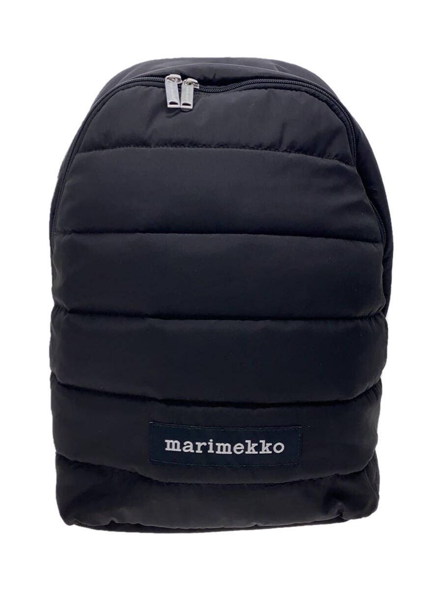 【中古】marimekko◆リュック/ポリエステル/BLK//【バッグ】