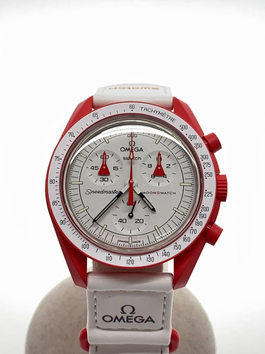【中古】OMEGA◆Mission to Mars/クォーツ腕時計/アナログ/--/WHT/WHT/SO33R100【服飾雑貨他】