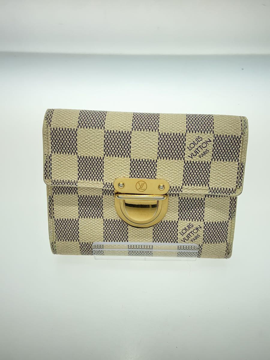 【中古】LOUIS VUITTON◆ポルト・フォイユ・コアラ_ダミエ・アズール_WHT/PVC/WHT/レディース【服飾雑貨他】