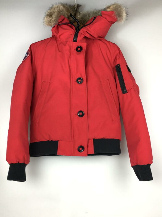 【中古】CANADA GOOSE◆ダウンジャケット/7967JL/LABRADOR BOMBER/S/ポリエステル/レッド/無地【レディースウェア】