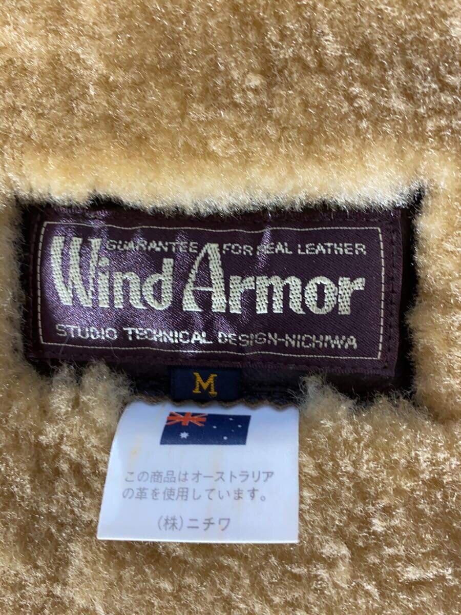 【中古】WIND ARMOR◆レザージャケット・ブルゾン/M/レザー/BRW/無地【メンズウェア】