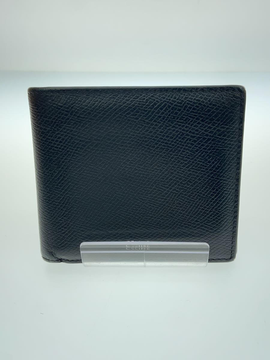 【中古】CELINE◆バイフォールドウォレット/2つ折り財布/レザー/GRY/メンズ/使用感有【服飾雑貨他】