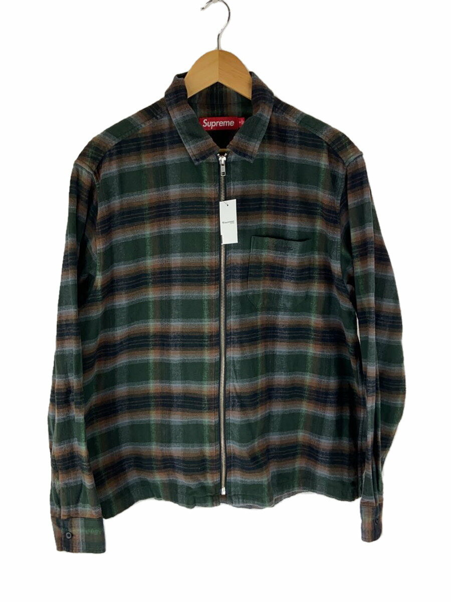šSupreme24SS/Shadow Plaid Flannel Zip Up Shirt/Ĺµ/M/åȥ/GRN/å/...