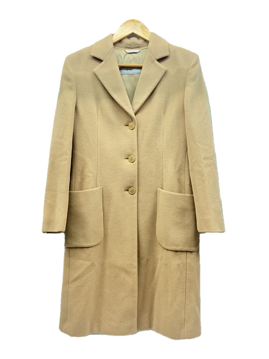 【中古】MAX MARA◆アンゴラ混/銀タグ/コート/ロングアウター/36/ウール/BEG/32/12/544/イタリア製【レディースウェア】