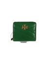 【中古】TORY BURCH◆2つ折り財布/レザー/GRN/レディース【服飾雑貨他】