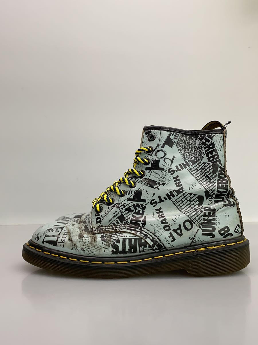 【中古】Dr.Martens◆レースアップブーツ/UK7/マルチカラー/レザー/ニュースプリント/ドクターマーチン【シューズ】