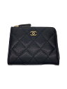 【中古】CHANEL◆フラグメントケース/コインカードケースレザー/BLK/黒/AP3999/キャビアスキン/ココマーク【服飾雑貨他】