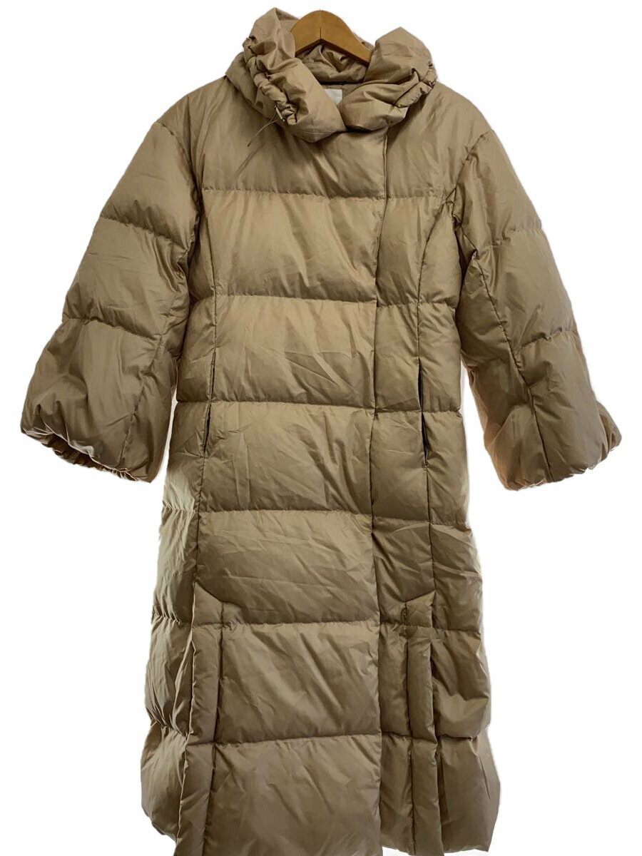 【中古】LANVIN en Bleu◆ロングダウンジャケット/36/ポリエステル/BEG/3906113【レディースウェア】