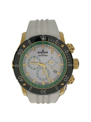 【中古】EDOX◆クォーツ腕時計/アナログ/ラバー/WHT/BLK/SS/10221-37JV5-BIDV8【服飾雑貨他】 【中古】EDOX◆クォーツ腕時計/アナログ/ラバー/WHT/BLK/SS/10221-37JV5-BIDV8【服飾雑貨他】