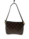 【中古】LOUIS VUITTON◆トゥールス・メイクアップ_ダミエ・エベヌ_BRW/PVC/BRW/モノグラム/フランス製【バッグ】