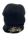 【中古】STUSSY◆ニットキャップ/--/アクリル/BLK/無地/メンズ【服飾雑貨他】