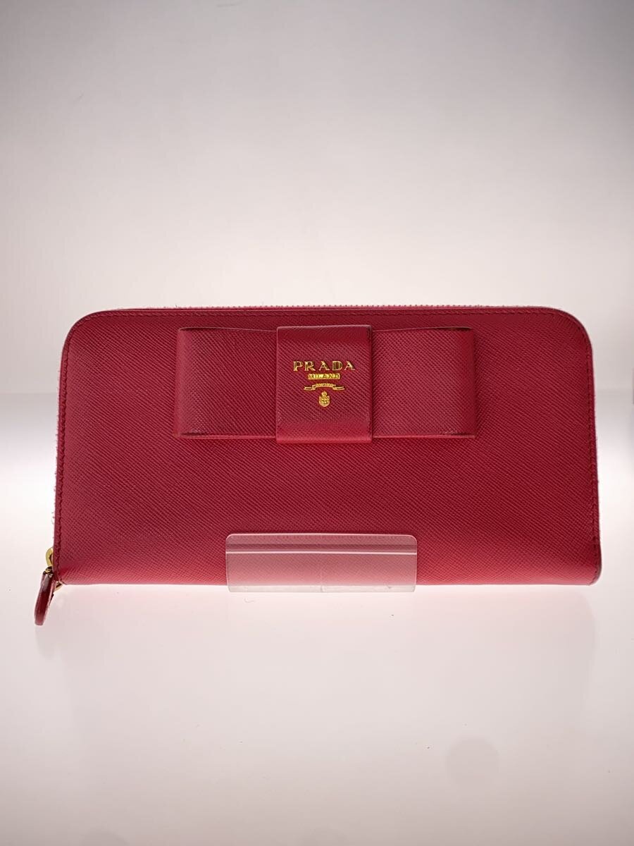 【中古】PRADA◆長サイフ/レザー/PNK/レディース【服飾雑貨他】