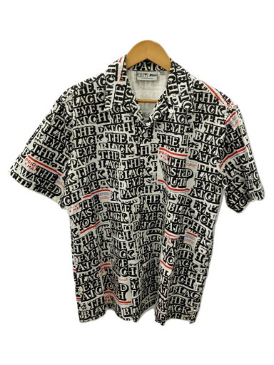 【中古】THE BLACK EYE PATCH◆半袖シャツ/XL/コットン/WHT/総柄【メンズウェア】 【中古】THE BLACK EYE PATCH◆半袖シャツ/XL/コットン/WHT/総柄【メンズウェア】