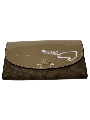 【中古】COACH◆長財布_シグネチャー/エナメル/BEG/総柄/レディース【服飾雑貨他】 【中古】COACH◆長財布_シグネチャー/エナメル/BEG/総柄/レディース【服飾雑貨他】