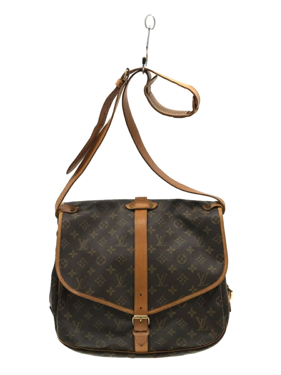 【中古】LOUIS VUITTON◆ソミュール35_モノグラム_BRW/PVC/BRW【バッグ】