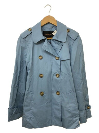 【中古】COACH◆トレンチコート/M/コットン/BLU//【レディースウェア】 【中古】COACH◆トレンチコート/M/コットン/BLU//【レディースウェア】