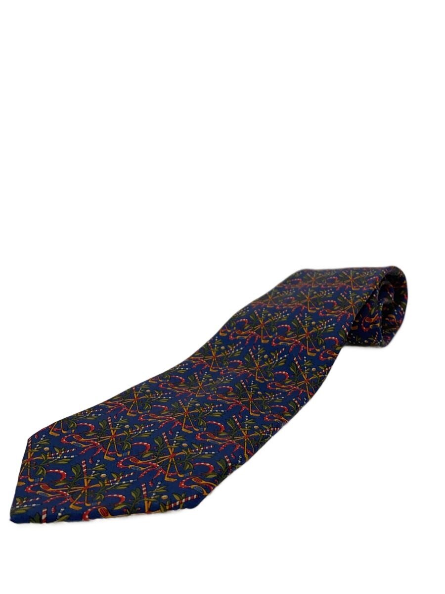 FERRAGAMO - 【中古】Salvatore Ferragamo◆ネクタイ/シルク/NVY/総柄/メンズ【服飾雑貨他】