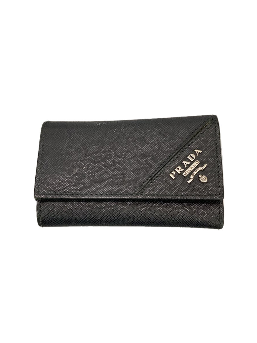 【中古】PRADA◆キーケース/レザー/BLK/無地/メンズ【服飾雑貨他】