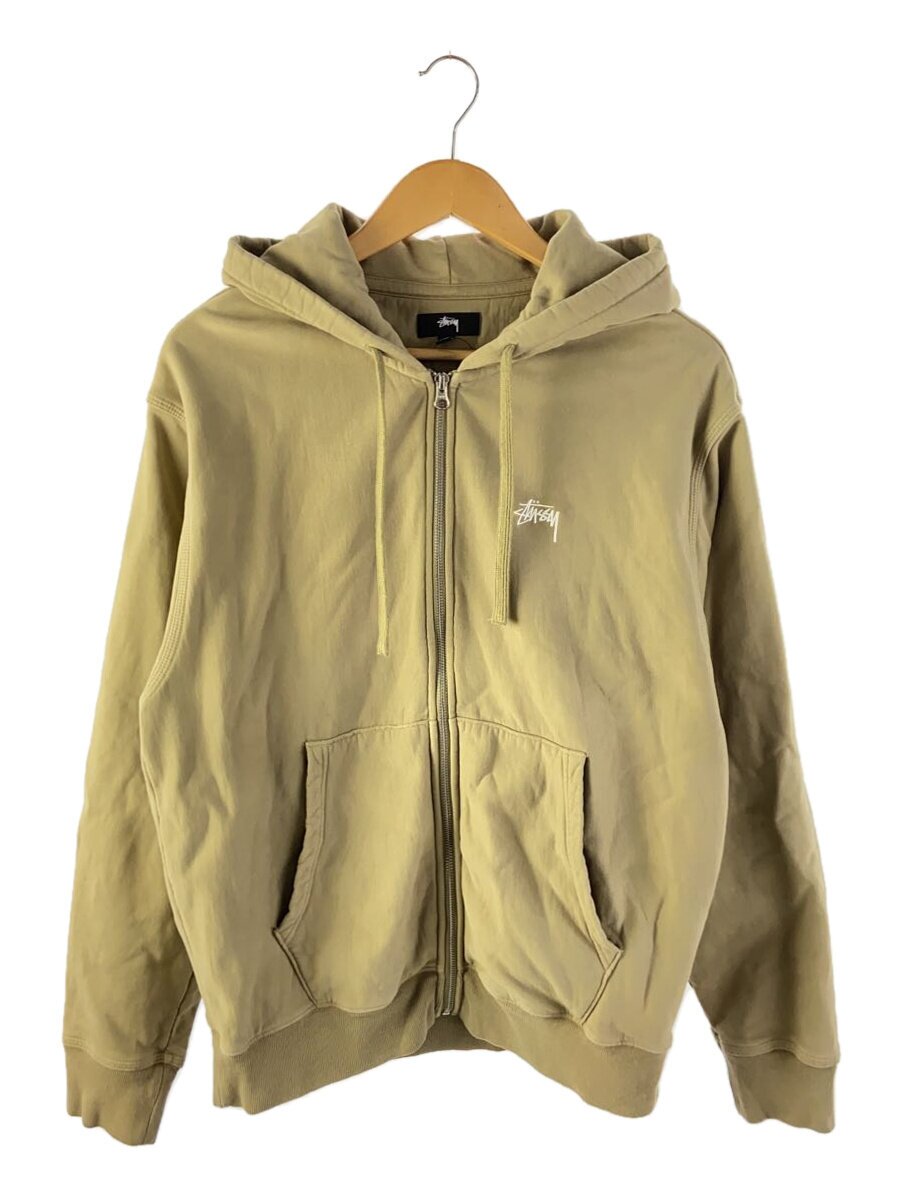 【中古】STUSSY◆ジップパーカー/M/コットン/BEG【メンズウェア】