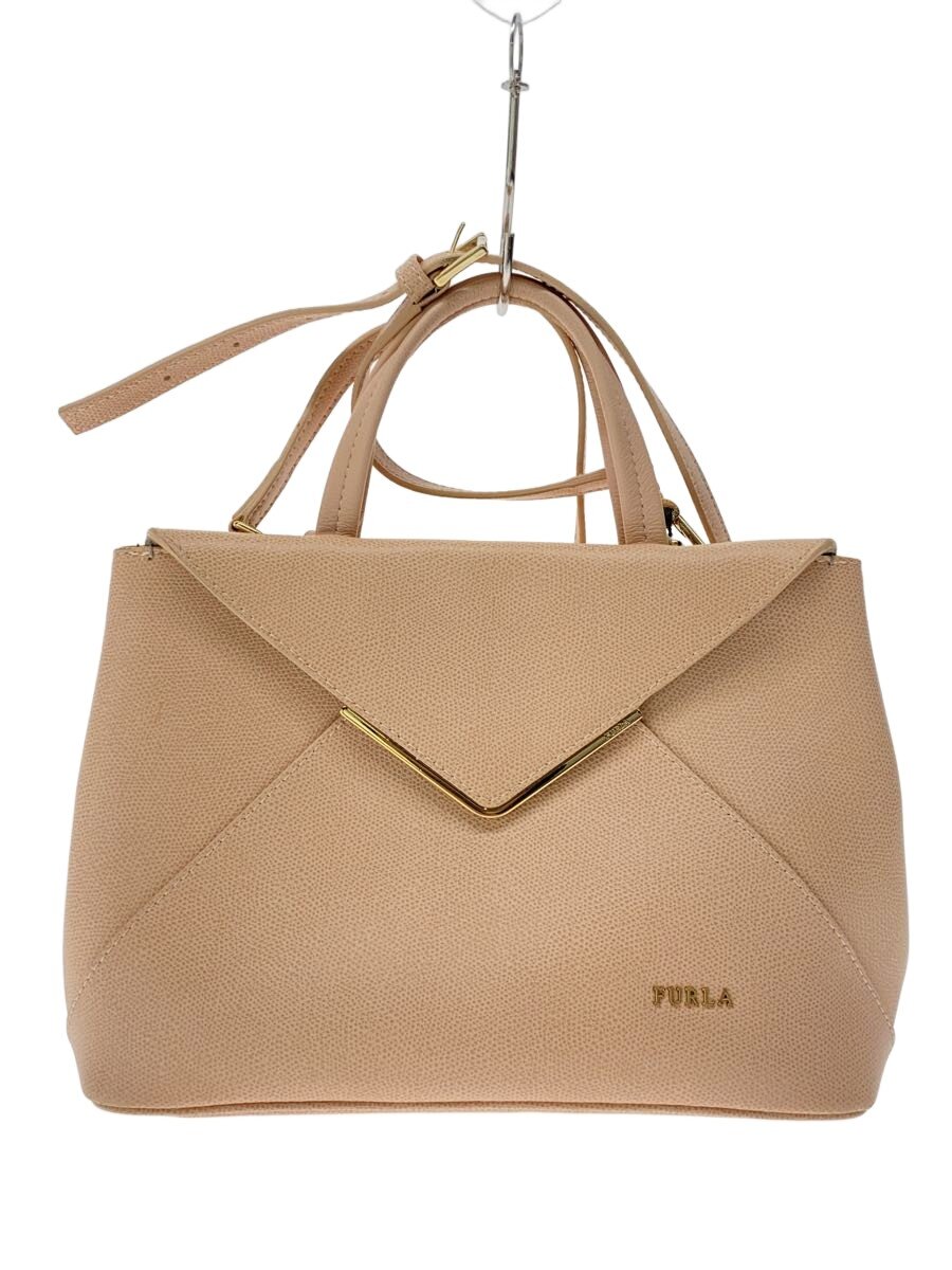 【中古】FURLA◆ハンドバッグ/レザー/PNK/無地【バッグ】