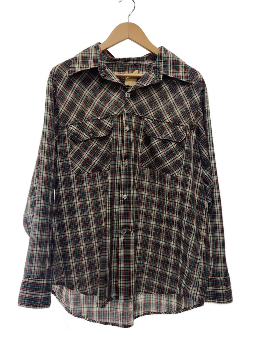 【中古】sears◆60s～/長袖シャツ/L/ポリエステル/GRN/チェック【メンズウェア】
