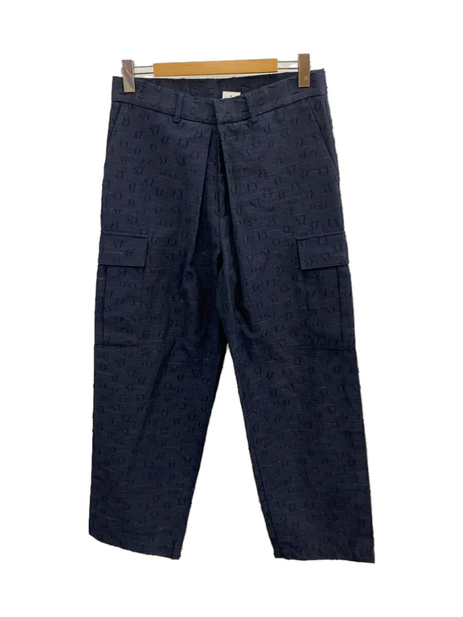 【中古】EMPORIO ARMANI◆ボトム/46/ポリエステル/NVY/総柄/ワイドカーゴ/【メンズウェア】