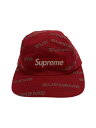 【中古】Supreme◆reflective jacquard camp cap/キャップ/--/ポリエステル/レッド/総柄/メンズ【服飾雑貨他】