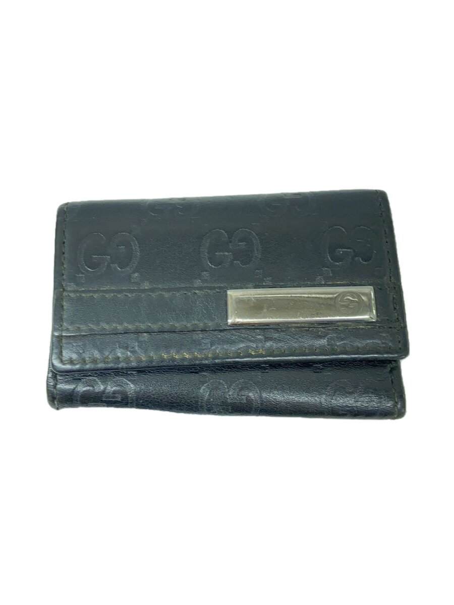 Key Holder - 【中古】GUCCI◆キーケース_グッチシマ/フェイクレザー/BLK/総柄/メンズ【服飾雑貨他】