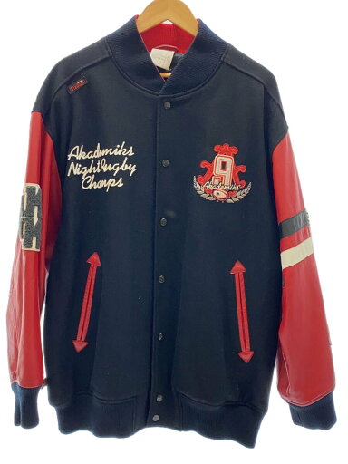 【中古】Akademiks◆スタジャン/XL/ウール/BLK【メンズウェア】 【中古】Akademiks◆スタジャン/XL/ウール/BLK【メンズウェア】