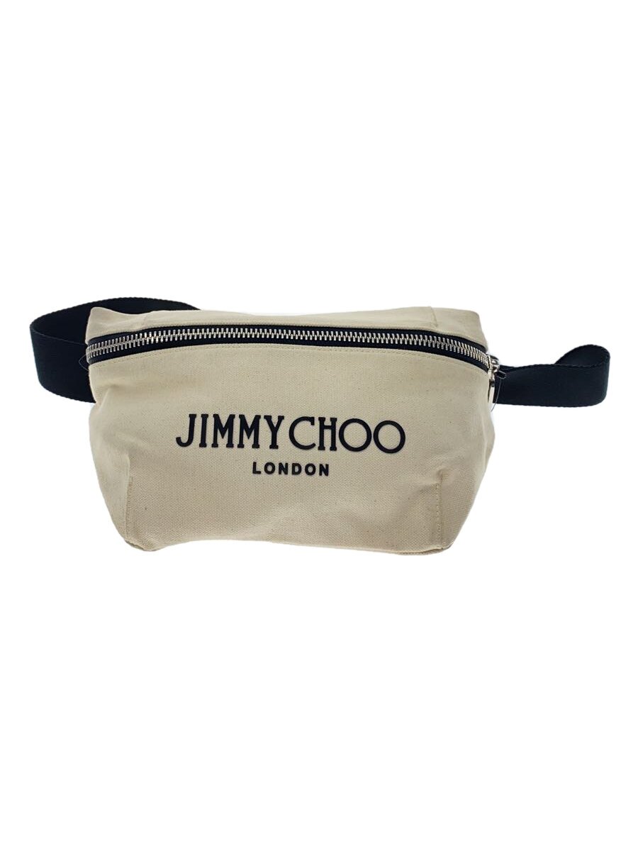 【中古】JIMMY CHOO◆ウエストバッグ/キャンバス/BEG/無地【バッグ】