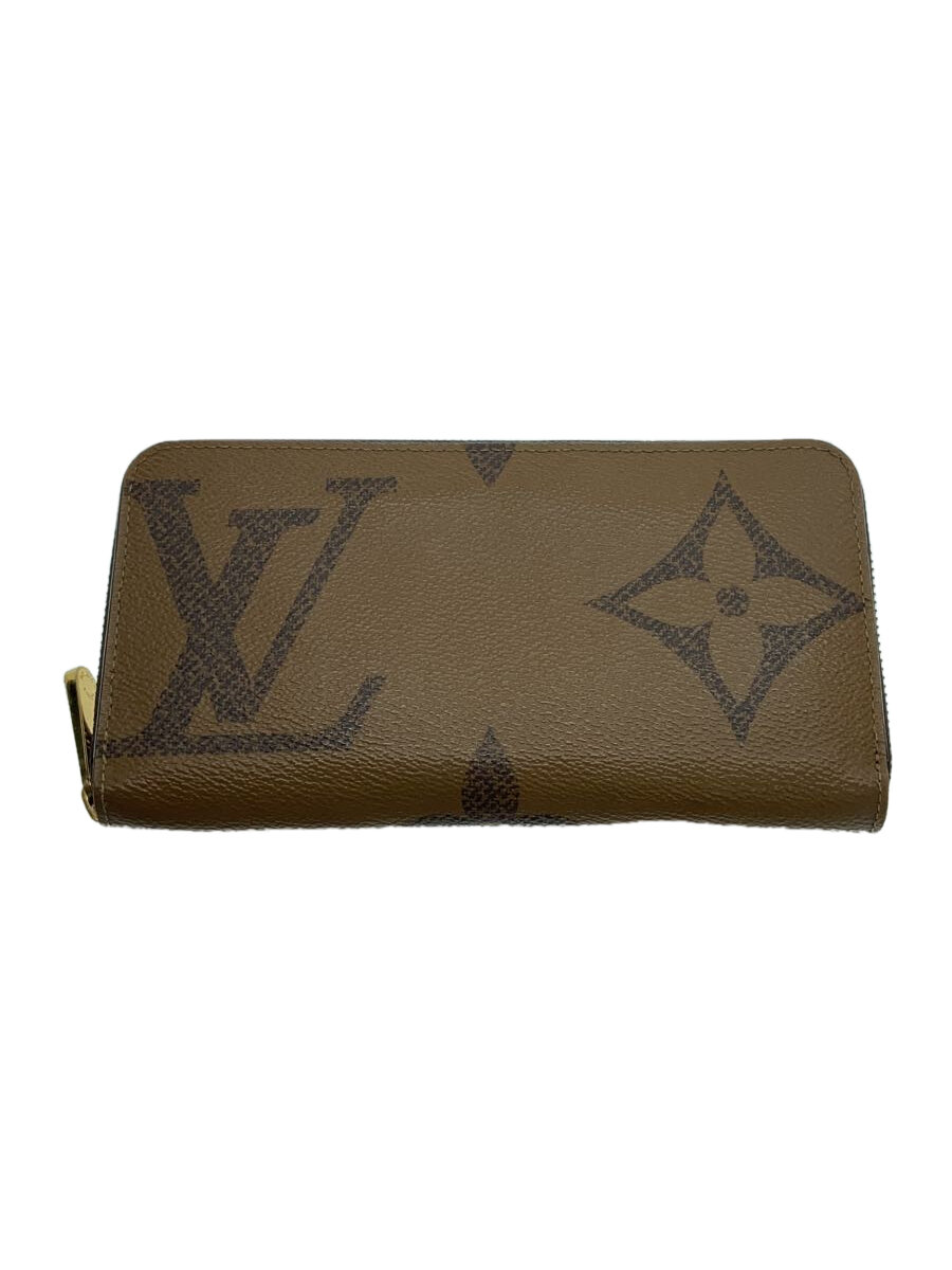 【中古】LOUIS VUITTON◆ジッピー・ウォレット_モノグラム・ジャイアント・リバース_BRW/レザー/BRW/メンズ【服飾雑貨他】