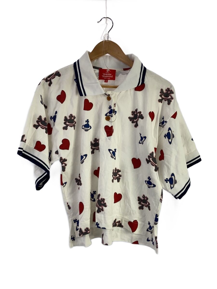 Vivienne Westwood RED LABEL◆ポロシャツ/--/コットン/WHT/総柄/16-12-332001