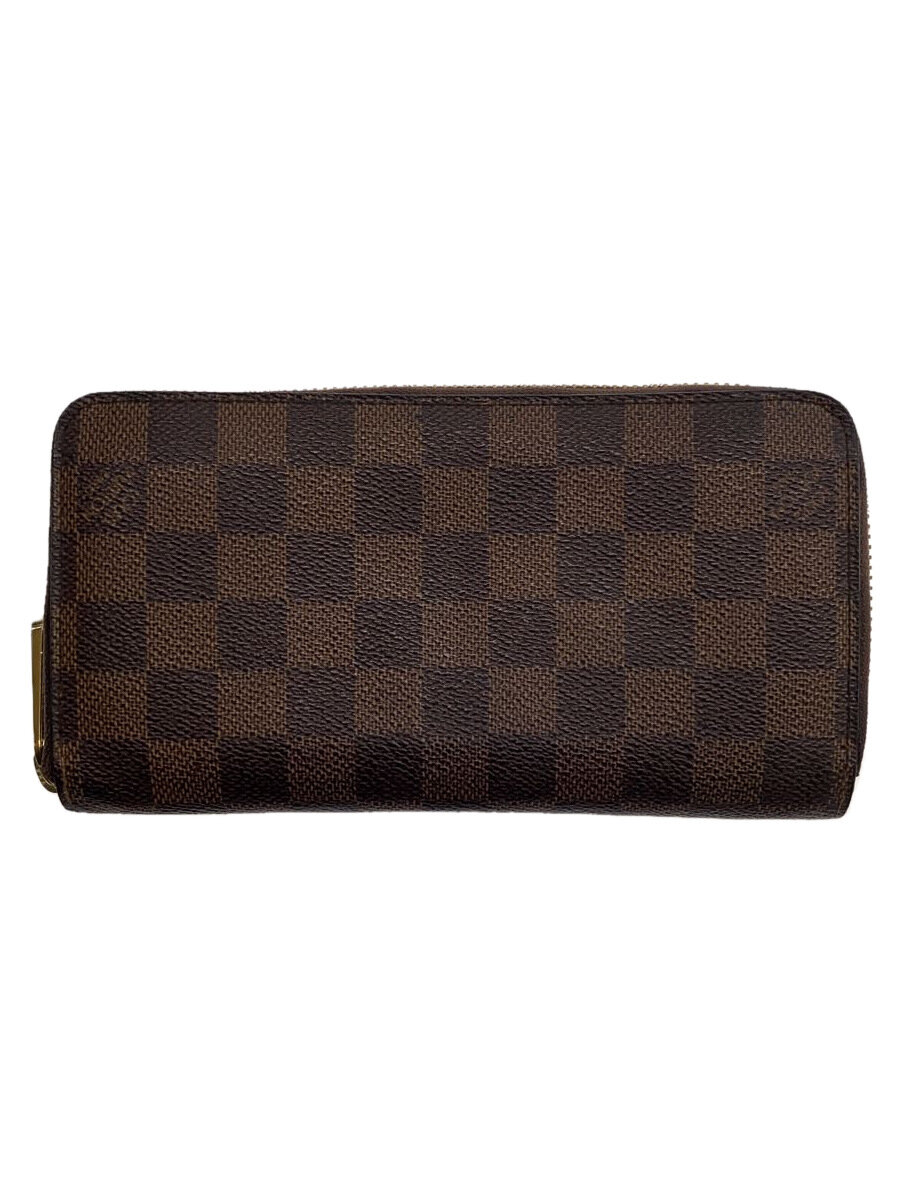 【中古】LOUIS VUITTON◆1)ジッピー・ウォレット_ダミエ・エベヌ_BRW/PVC/BRW/レディース【服飾雑貨他】