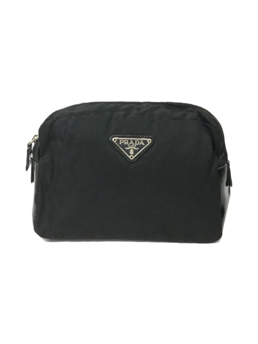 【中古】PRADA◆ポーチ/ナイロン/BLK/プラダ/ブラック//【バッグ】