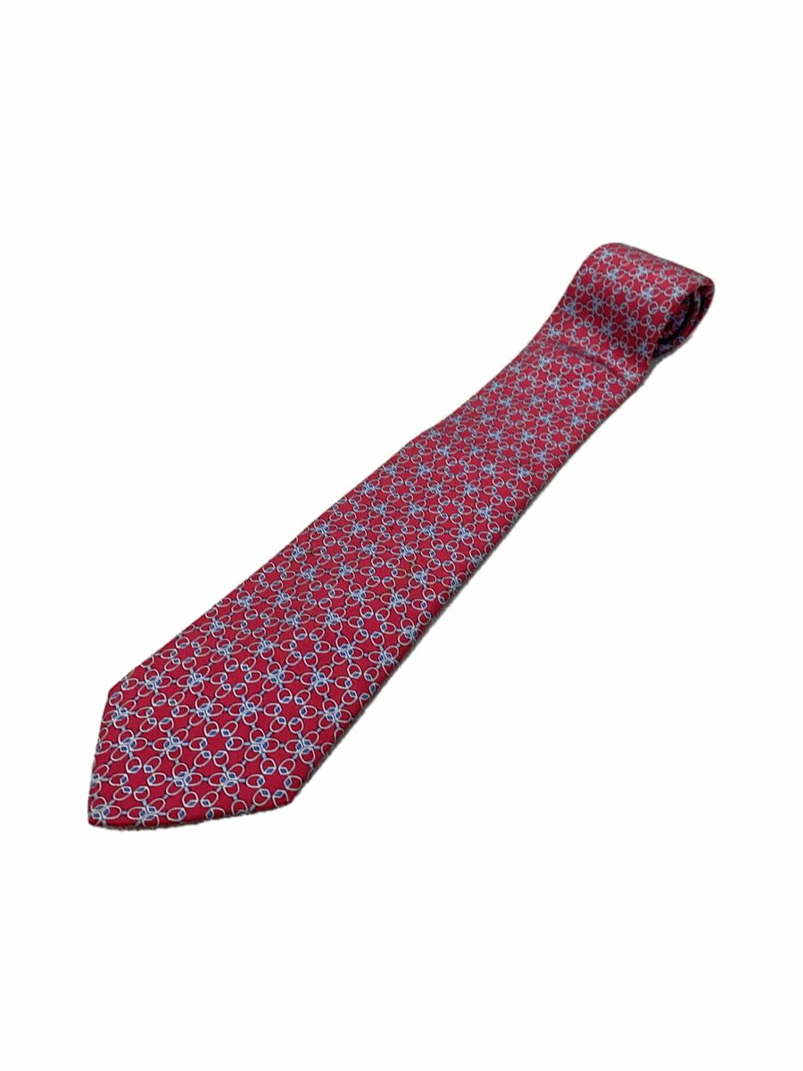 【中古】HERMES◆ネクタイ/シルク/RED/メンズ【服飾雑貨他】