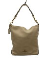 【中古】COACH◆ショルダーバッグ_ダッフル/レザー/IVO/無地【バッグ】