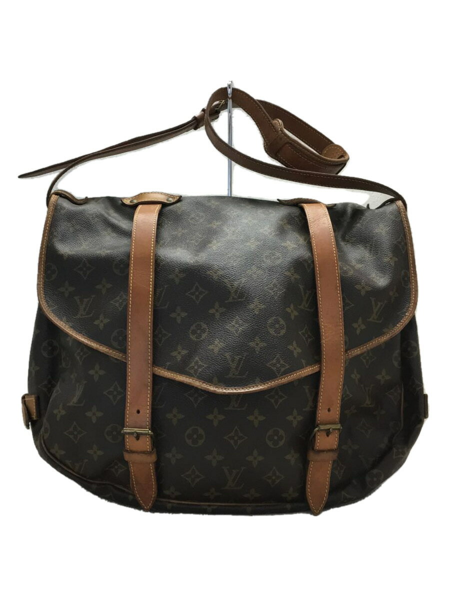 【中古】LOUIS VUITTON◆ソミュール43_モノグラム_BRW/PVC/BRW【バッグ】