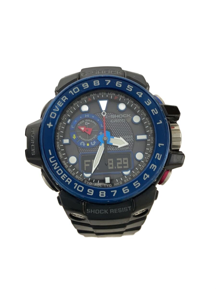 【中古】CASIO◆ソーラー腕時計・G-SHOCK/デジアナ/ラバー/BLK/BLK/SS【服飾雑貨他】