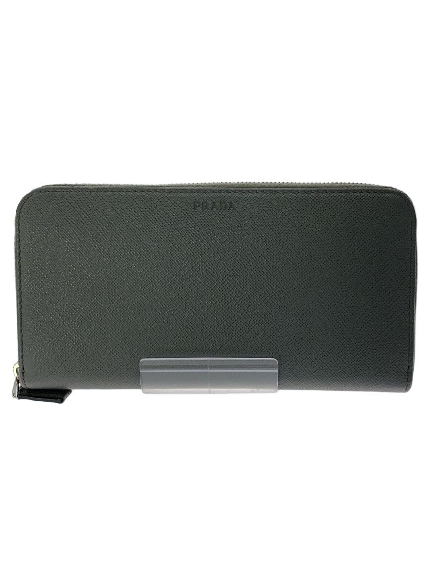 【中古】PRADA◆長財布/レザー/GRY/無地/レディース/2ml317/サフィアーノ/型押し//【服飾雑貨他】