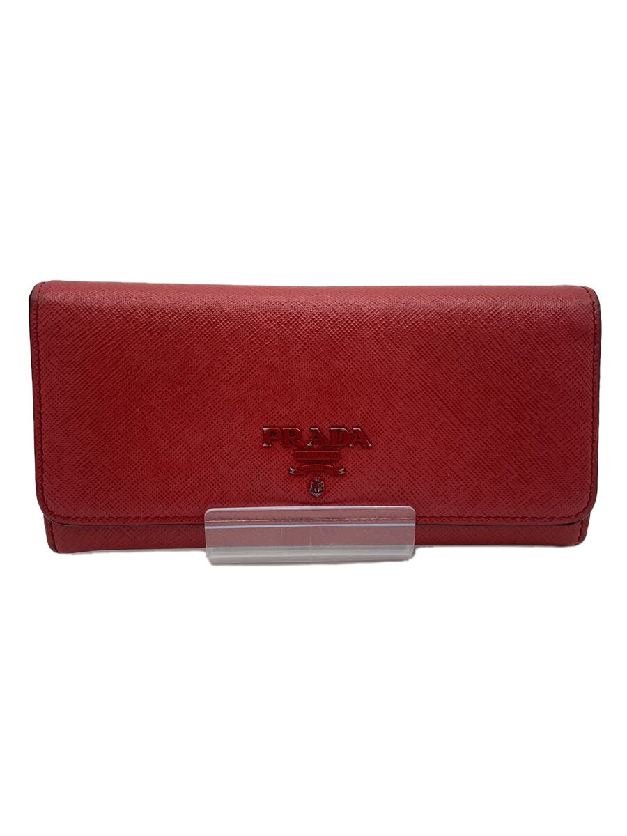 【中古】PRADA◆長財布/--/RED/レディース【服飾雑貨他】